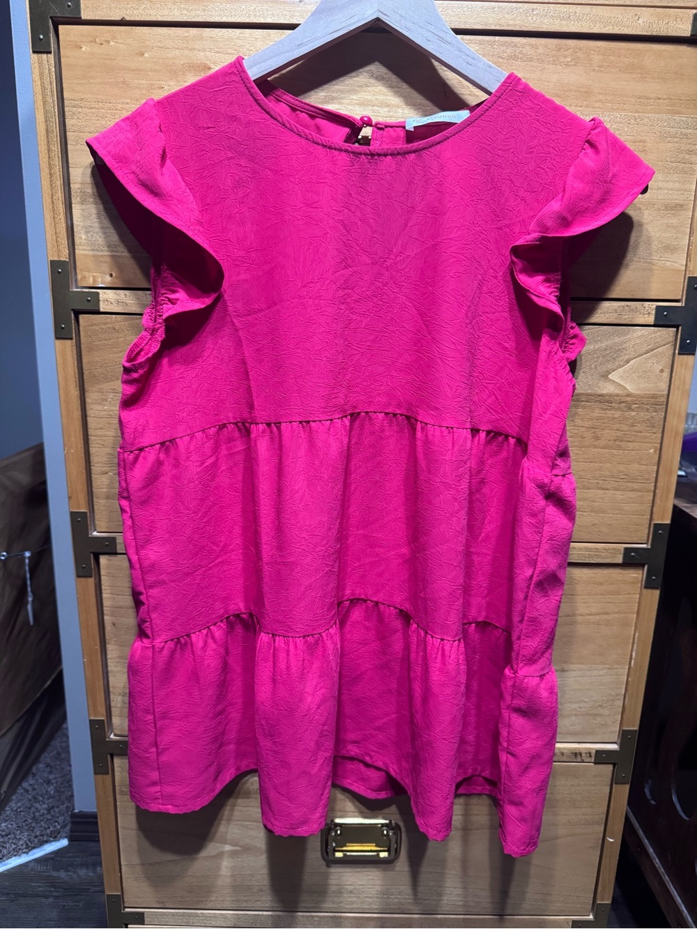 Ruffle Sleeve Tiered tunic - Hot Pink